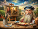 Artistic tools and supplies in a serene studio, reflecting the techniques of Leonardo da Vinci and Renoir