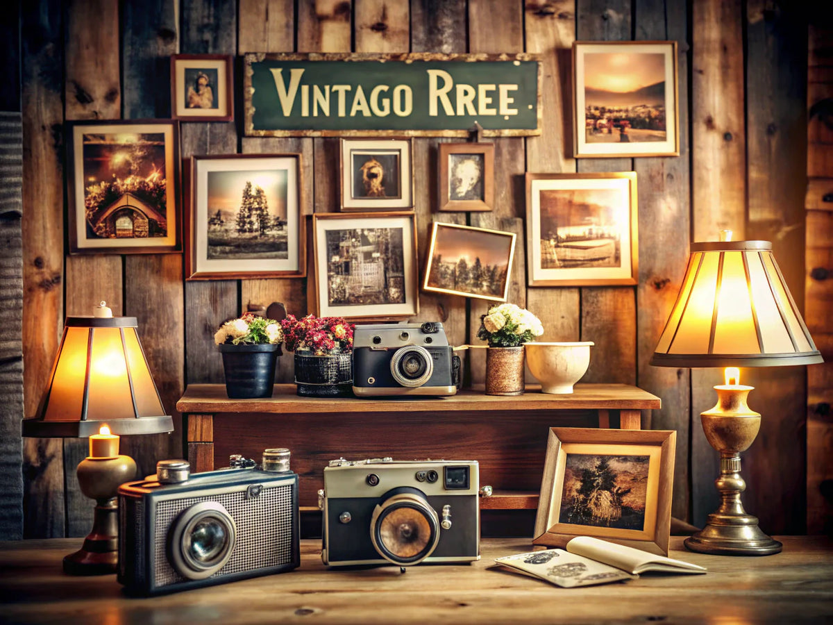 Cozy living space adorned with vintage photography and retro art, evoking nostalgia and warmth.