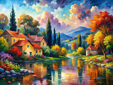 Vibrant Impressionist art scene showcasing colorful landscapes and dynamic brushstrokes