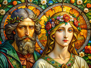 A visual comparison of Renaissance and Art Nouveau styles, inspired by Da Vinci and Tiffany's artistic eras.