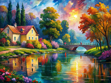 Vibrant impressionist painting showcasing colorful landscapes and soft brush strokes