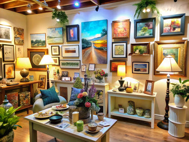 A cozy display of various art pieces showcasing art as a timeless and meaningful gift idea.