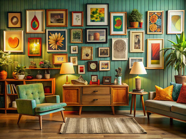A cozy room showcasing affordable vintage art pieces for new collectors