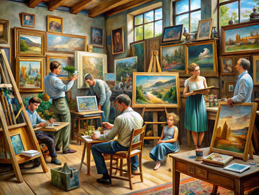 Art studio showcasing high-quality art prints and reproduction processes