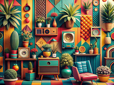 Vibrant retro art elements influencing modern aesthetic preferences