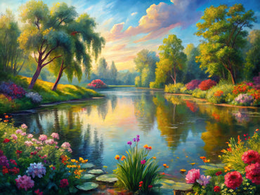 Impressionist landscape showcasing vibrant colors and soft brush strokes, reflecting the essence of nature and the revolutionary art movement.