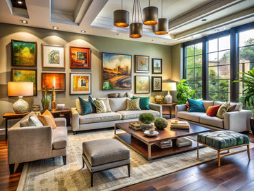 Modern living room showcasing collectible art pieces that enhance home decor