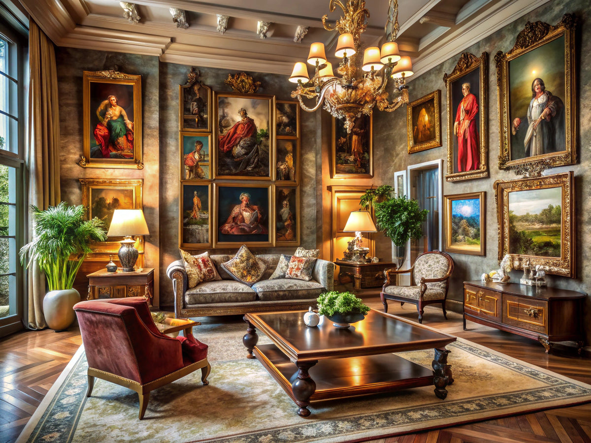 Elegant home decor inspired by Renaissance art featuring classical elements and famous pieces.