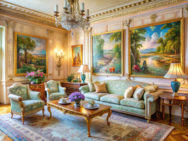 Impressionist art and decorative arts enhancing a stylish living room decor