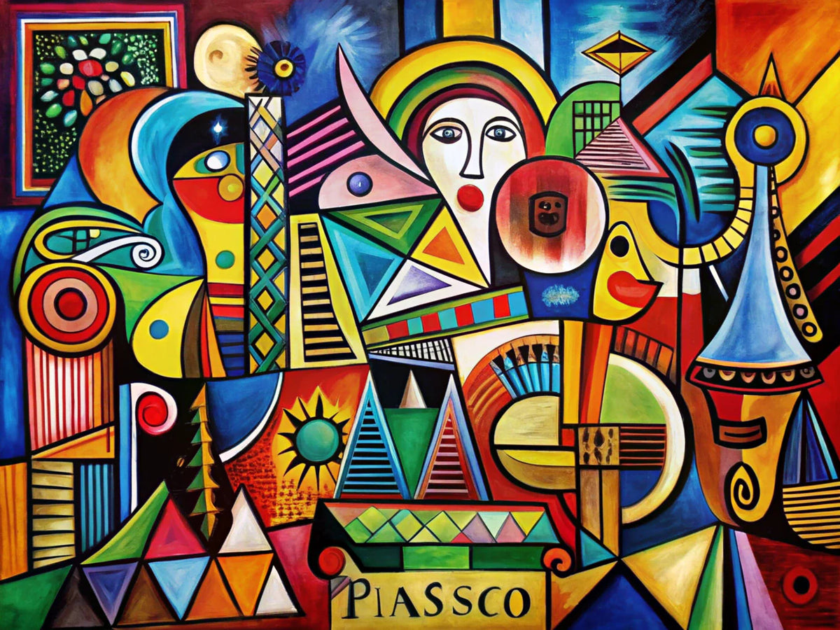 Vibrant abstract art inspired by Picasso, showcasing modern art decor in contemporary home settings.