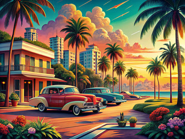 A vibrant blend of retro art styles showcasing vintage posters and nostalgic imagery