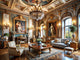 Elegant interior inspired by Renaissance art, blending classical and modern design elements