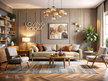 Modern living room with vintage decor elements, showcasing a blend of mid-century furniture and vintage art pieces.