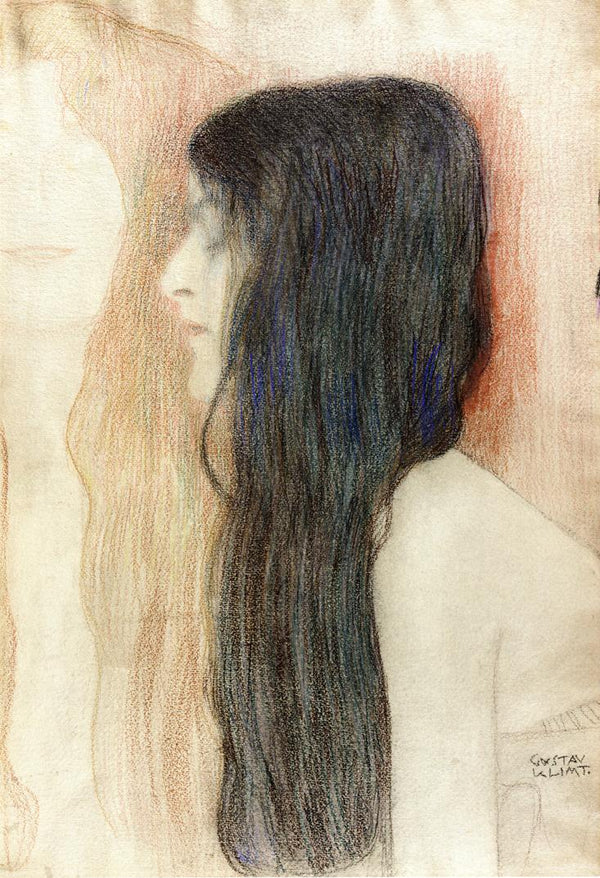 Girl with Long Hair, with a sketch for 'Nude Veritas'.