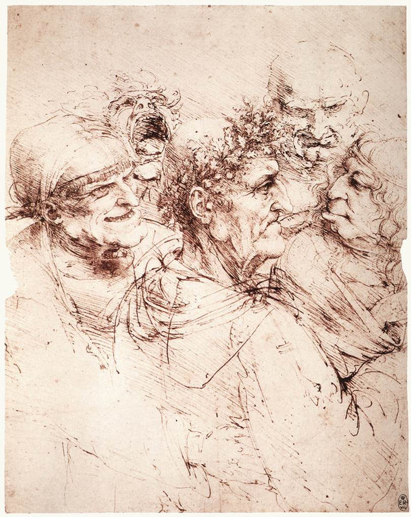 Study of five grotesque heads.